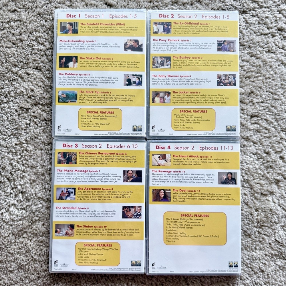 Seinfeld Seasons 1 & 2 DVD Box Set 2004 18 Episodes Remastered High Def‎ VGUC - Picture 8 of 11